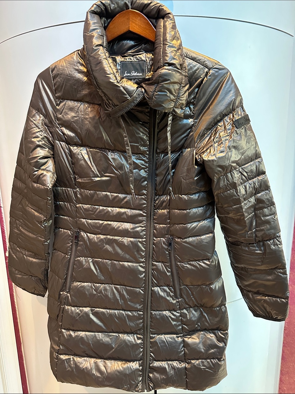 Sam Edelman Long Quilted Puffer Coat Brown - Classic Winter Jacket parka, S